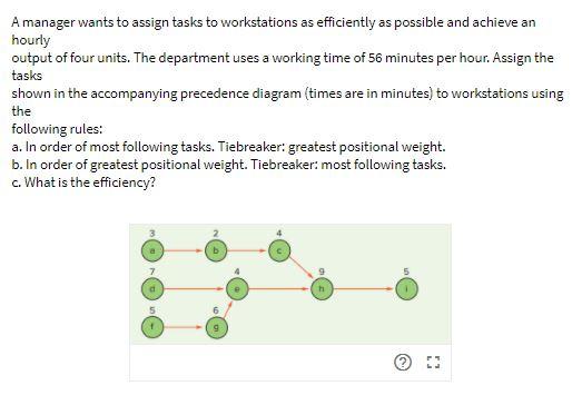 A manager wants to assign tasks to workstations