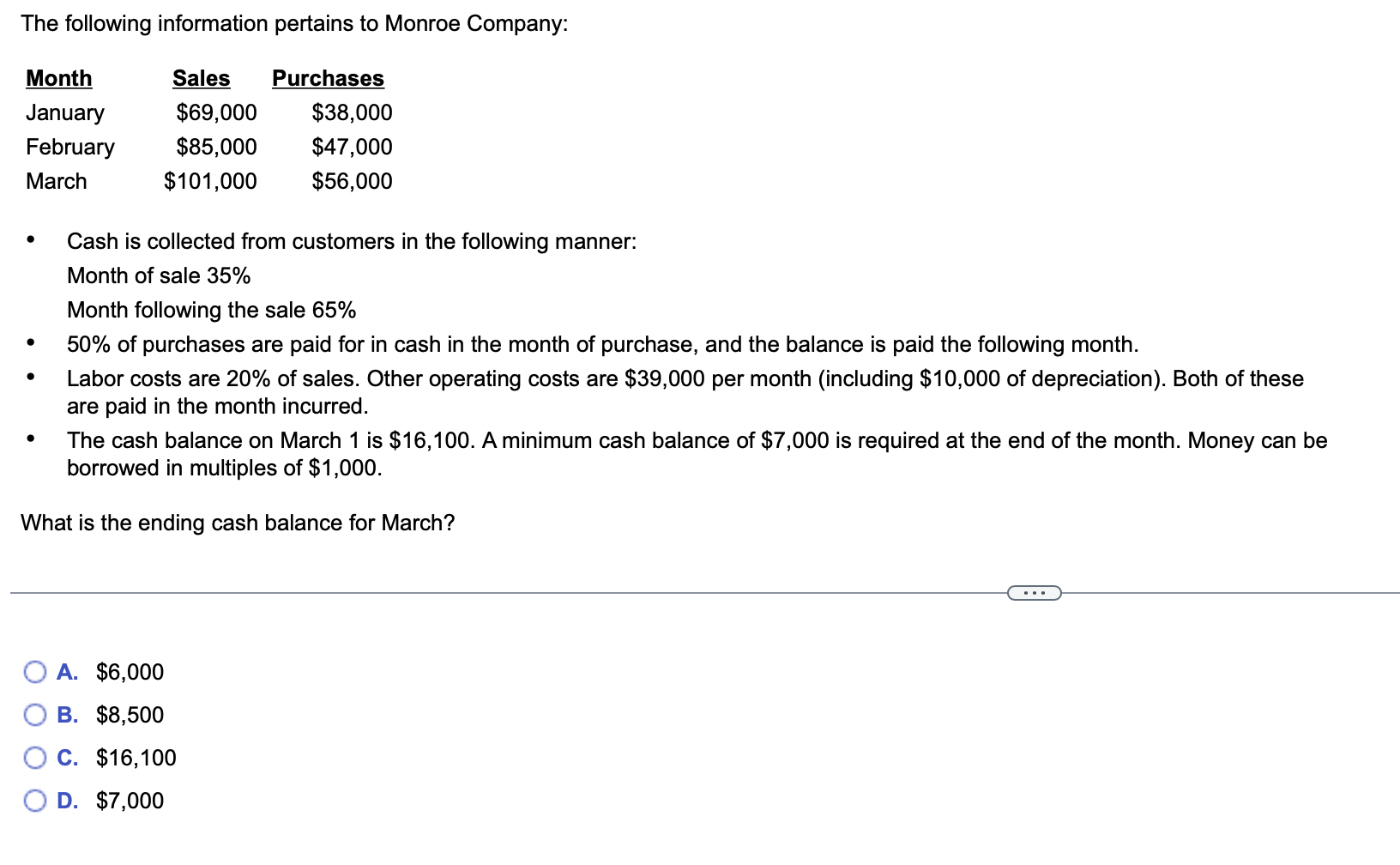 The following information pertains to Monroe