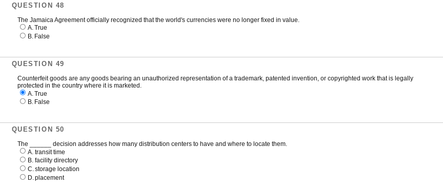 QUESTION 48 The Jamaica Agreement officially