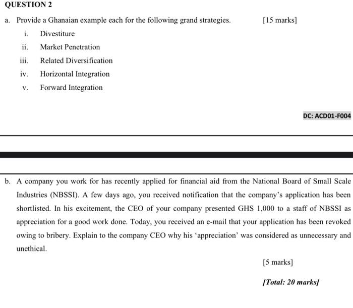 [15 marks) QUESTION 2 a. Provide a Ghanaian