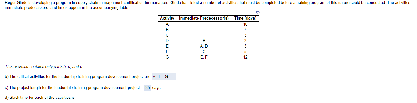 Could you please help me calculate the slack time