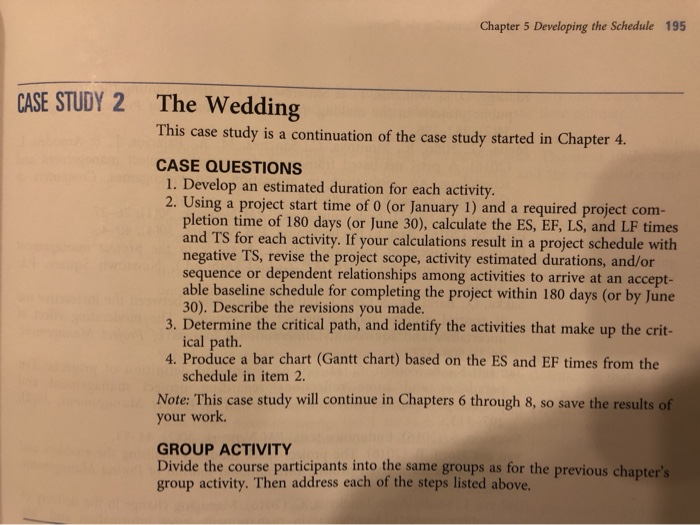 Chapter 5 Developing the Schedule 195 UDY 2 The