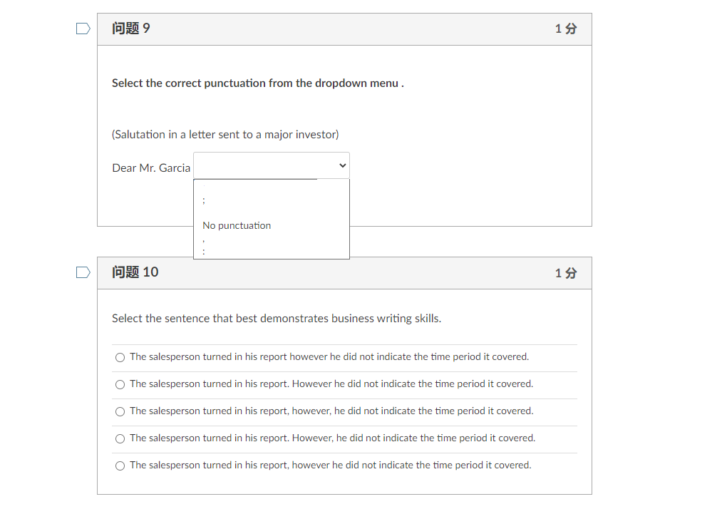 7 15 Select the sentence with properly formatted