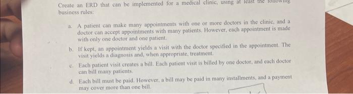 E-R diagram Create an ERD that can be implemented