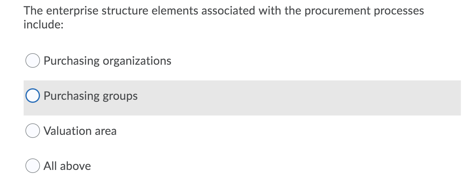 The enterprise structure elements associated with