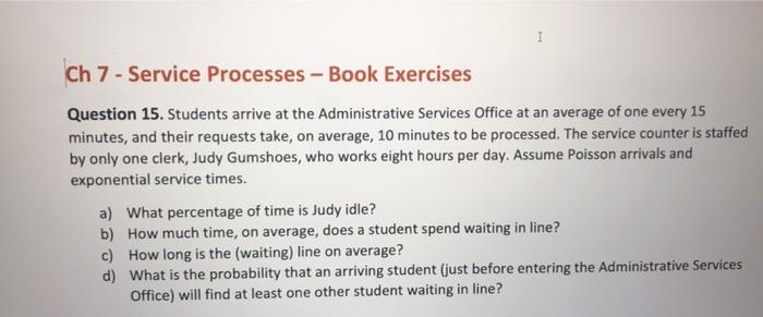 Ch 7 - Service Processes - Book Exercises