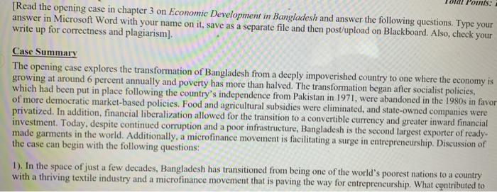 Points. [Read the opening case in chapter 3 on