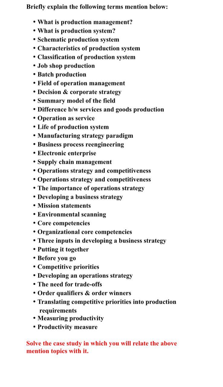 Case Questions Why is the operations fu nction