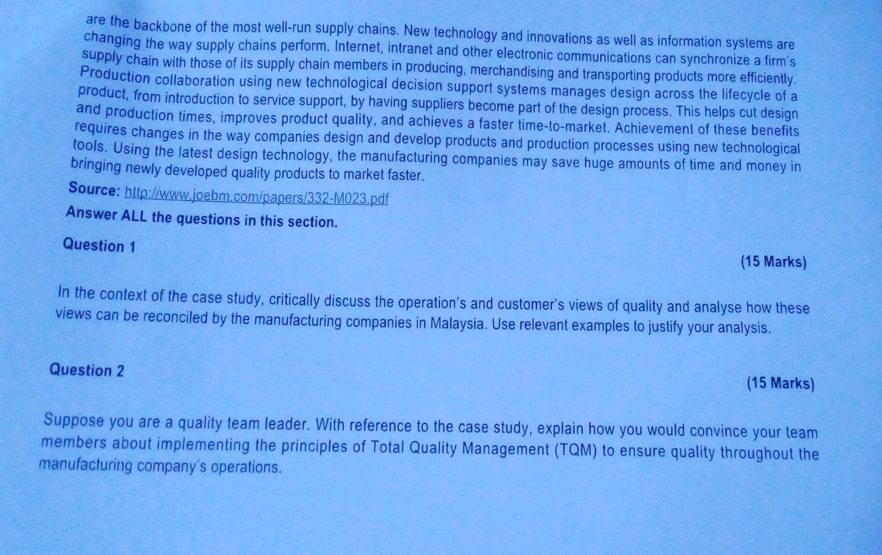 Supply Chain Management: The Influence of SCM on