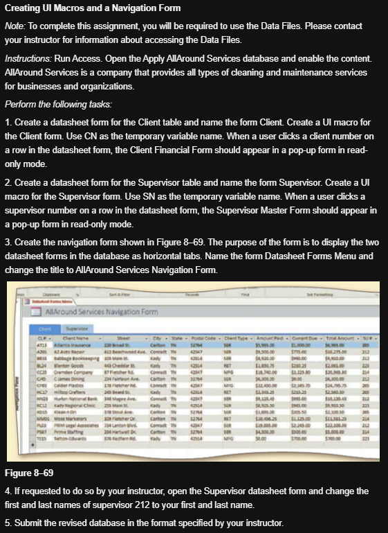 Creating Ul Macros and a Navigation Form Note: To
