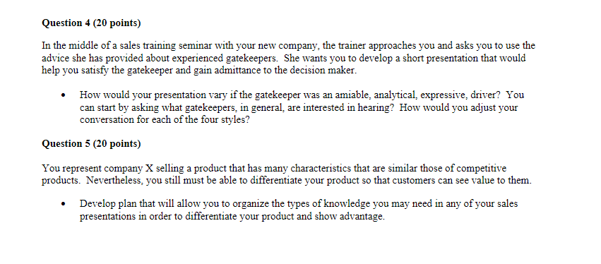 Question 1 (20points) You have been working in