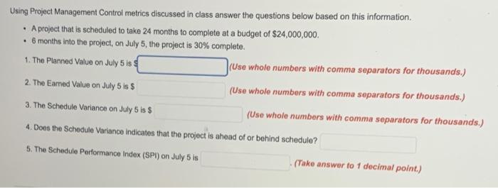 Using Project Management Control metrics
