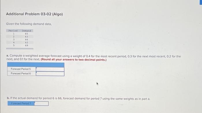 Additional Problem 03-02 (Algo) Given the