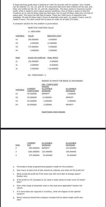 A large sporting Goods Store is placing an order