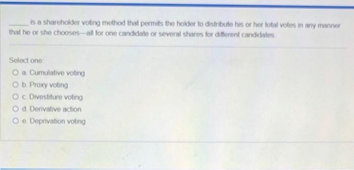 is a shareholder voting method that permits the