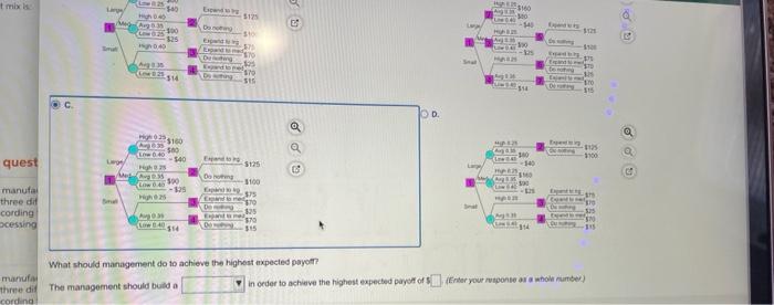 A manager is trying to decide whether to build a