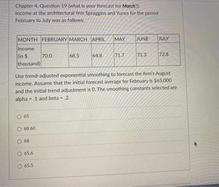 Chapter 4, Question 19 (what is your forecast for