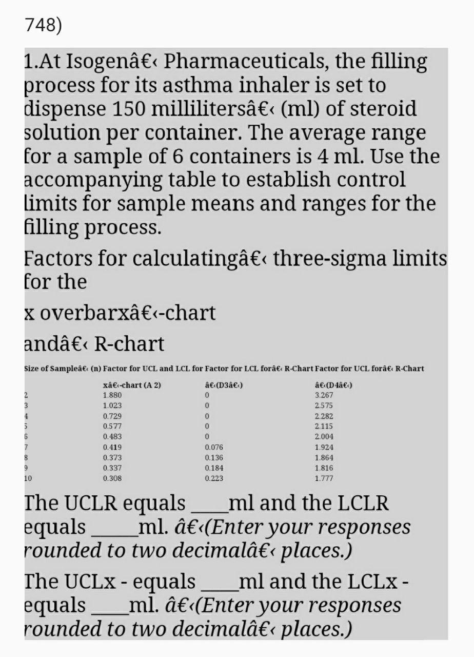 Operations Management 748) 1.At Isogen <