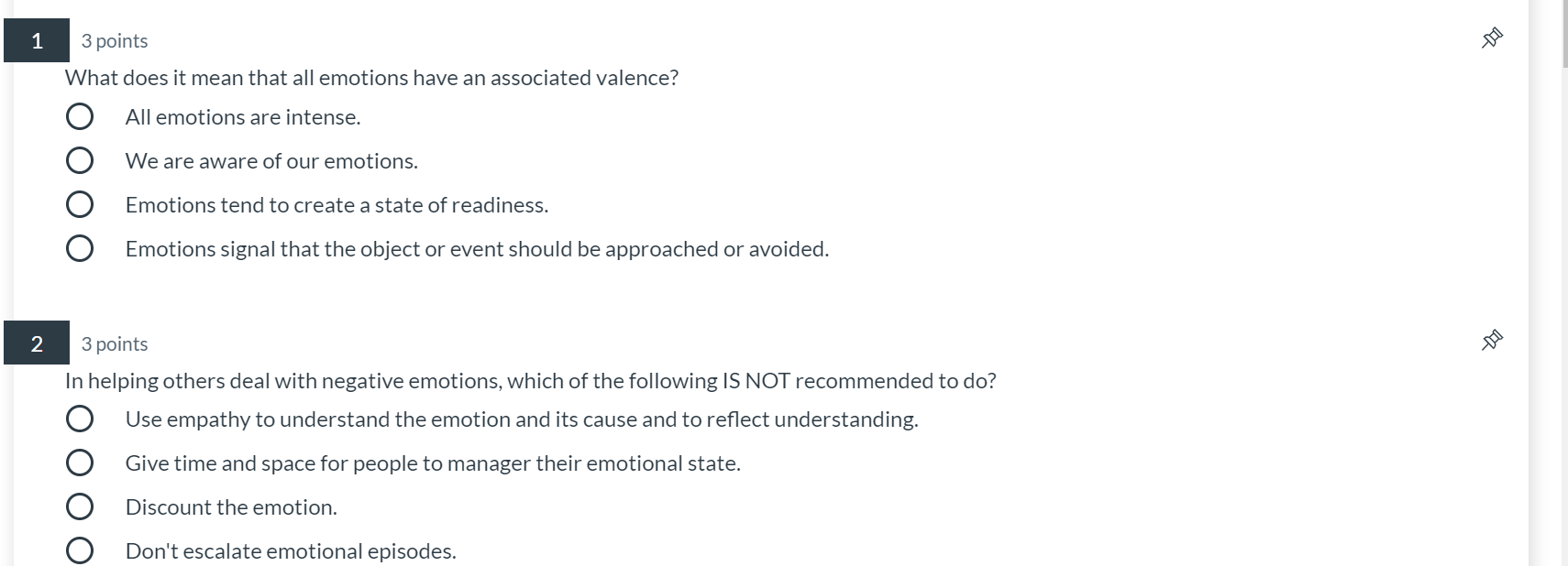 1 3 points What does it mean that all emotions