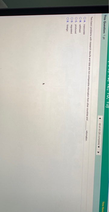 O, 12, 13, 131 This Question 1 pt Time Rem 46 of