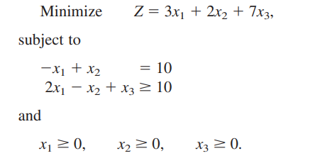 Consider the following problem using the 2-phase