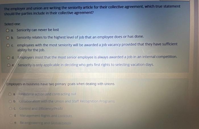 labour relation The employer and union are