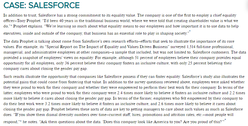 CASE: SALESFORCE In addition to trust, Salesforce