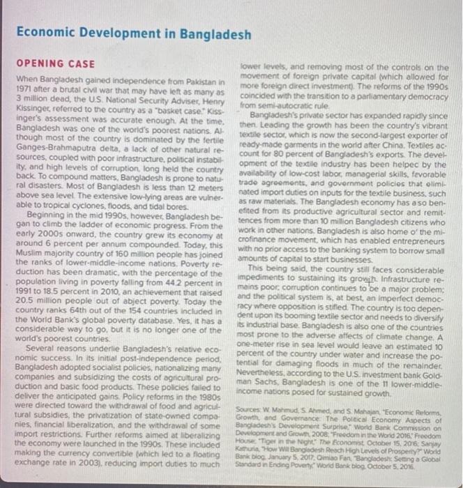 Please read Case 3: Economic Development in
