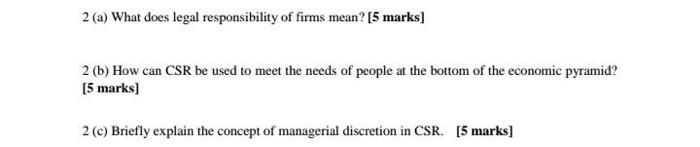 2 (a) What does legal responsibility of firms
