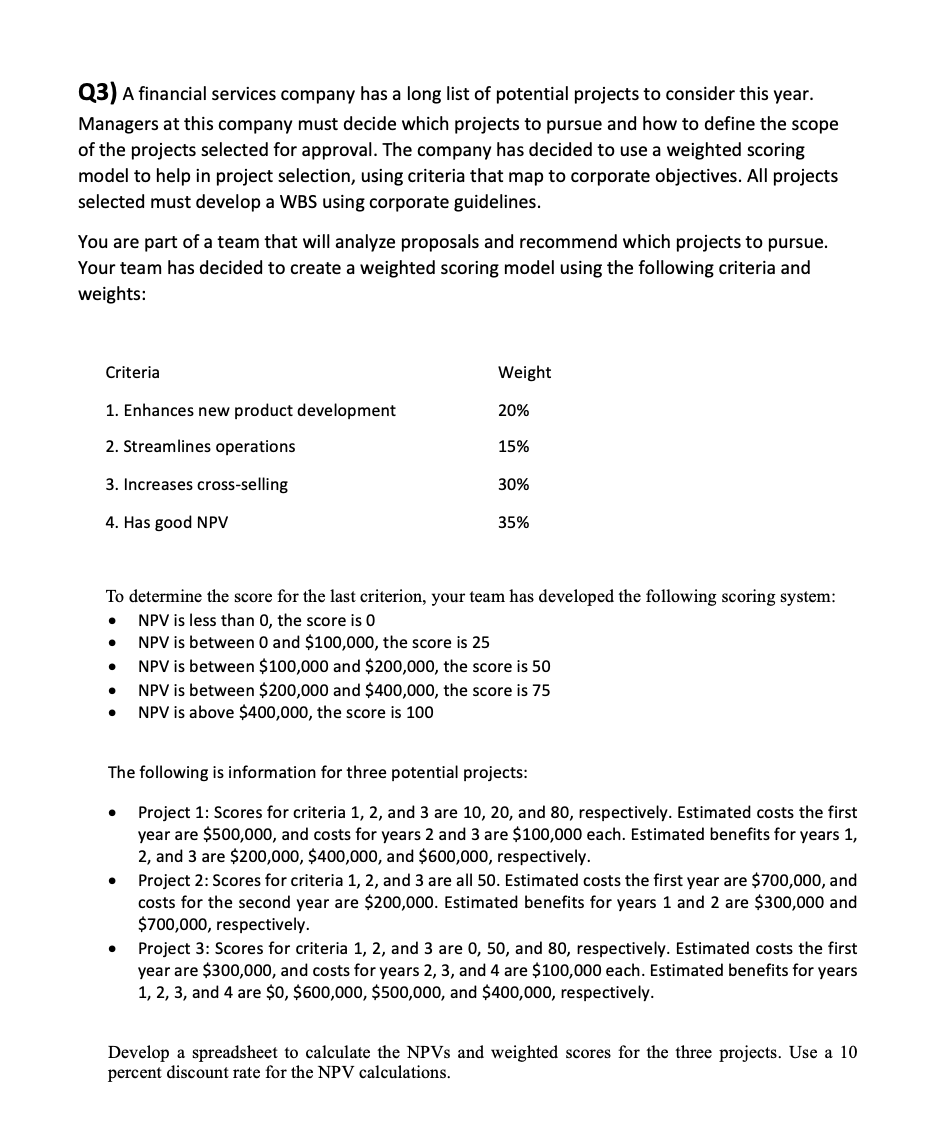 QUIIIICK PLEAAASEEE Q3) A financial services
