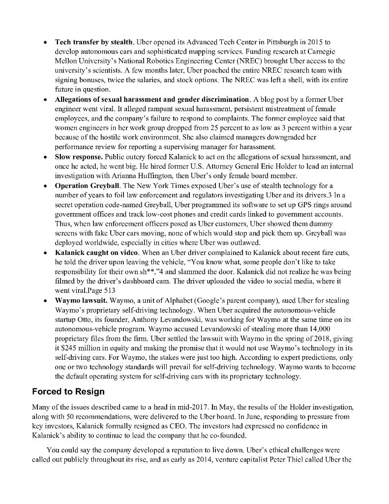 Read this CASE Uber: Ethically Most Challenged