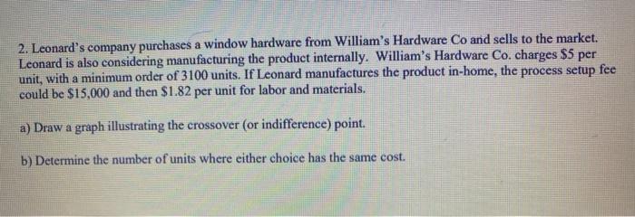 2. Leonard's company purchases a window hardware