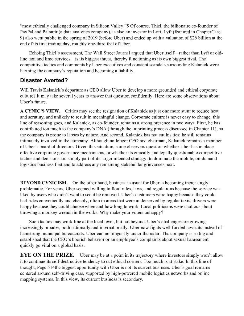 Read this CASE Uber: Ethically Most Challenged