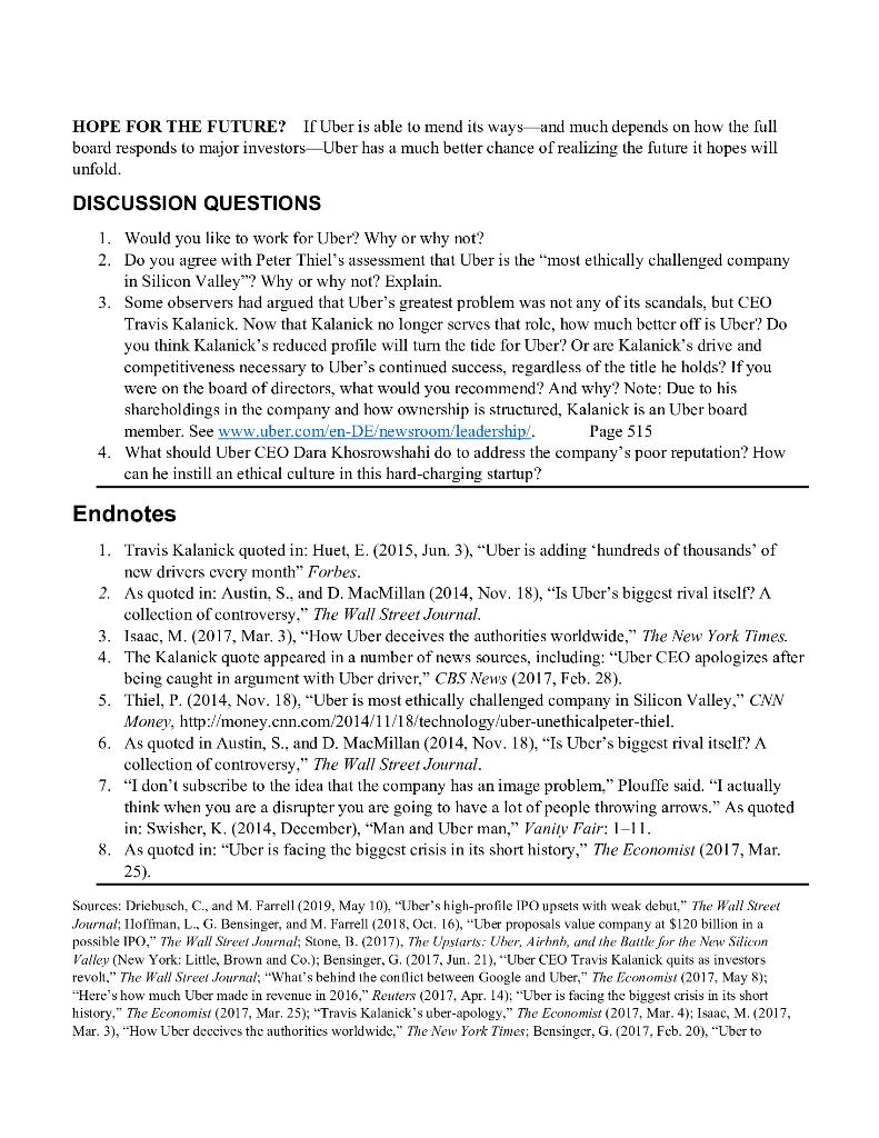 Read this CASE Uber: Ethically Most Challenged