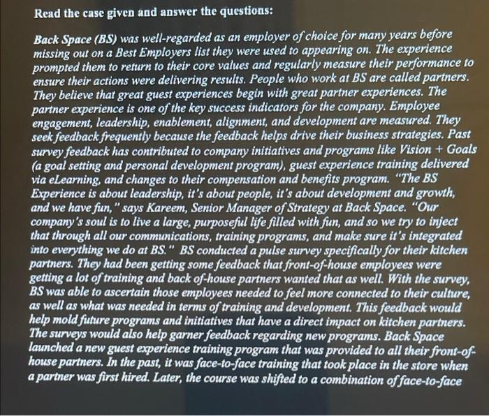 Read the case given and answer the questions: