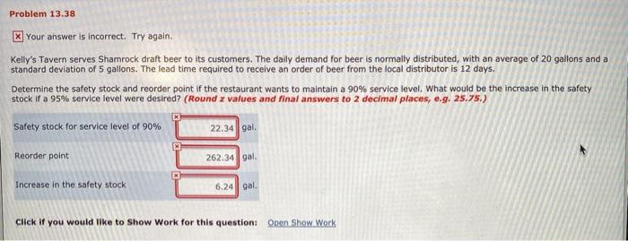 Problem 13.38 Your answer is incorrect. Try