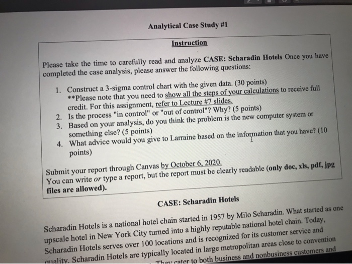 Analytical Case Study #1 Instruction Please take