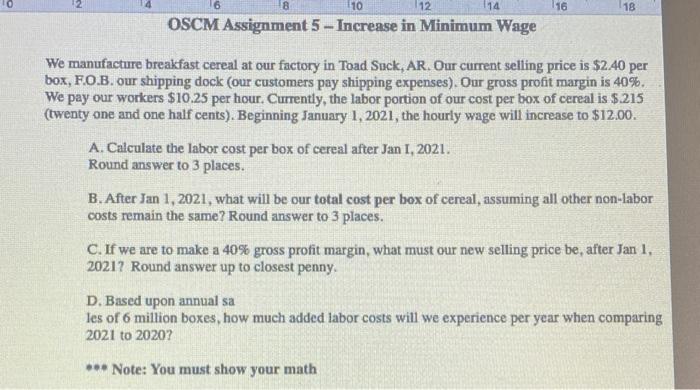 8 110 112 116 18 114 OSCM Assignment 5 - Increase
