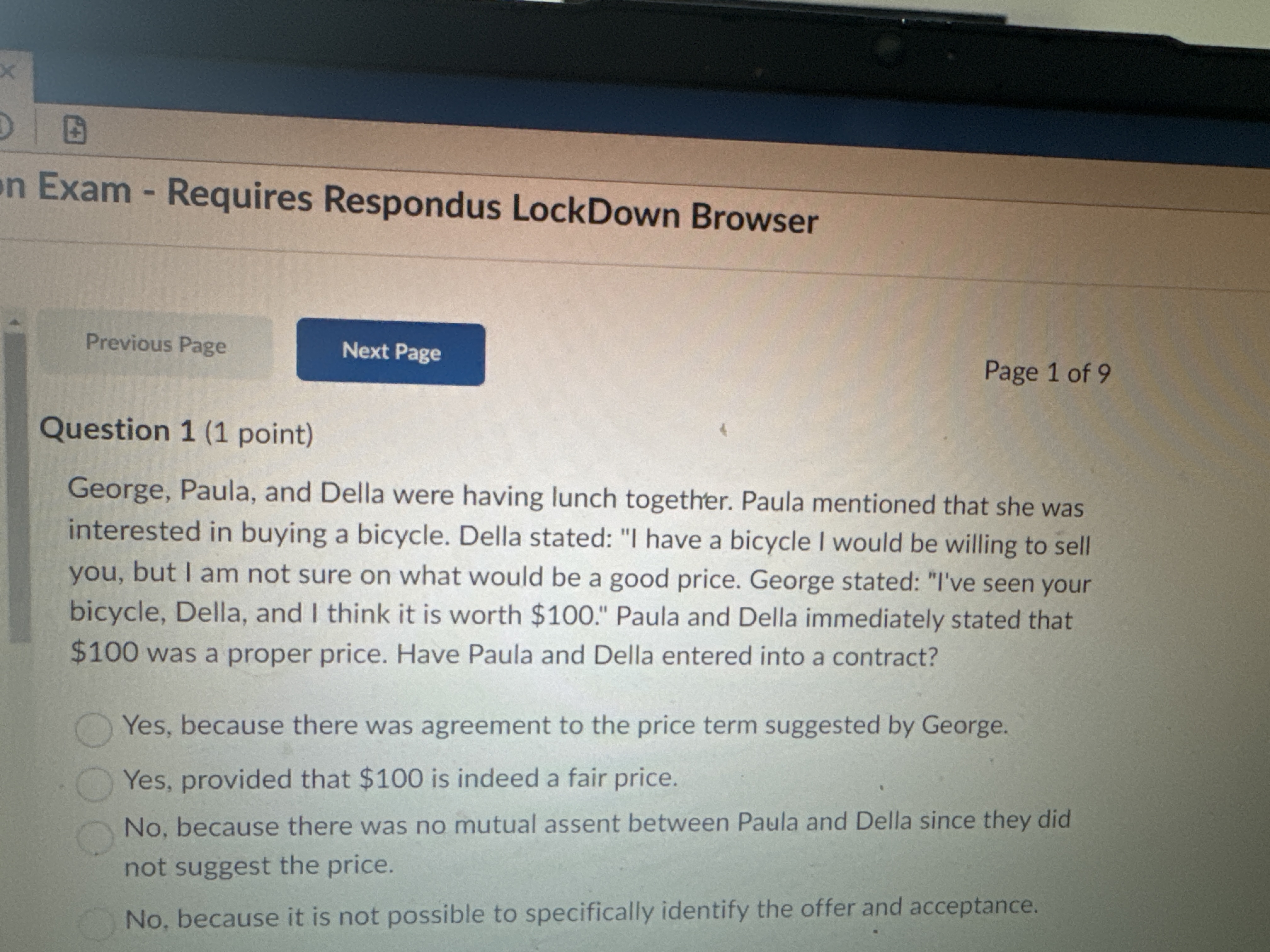 n Exam - Requires Respondus LockDown Browser