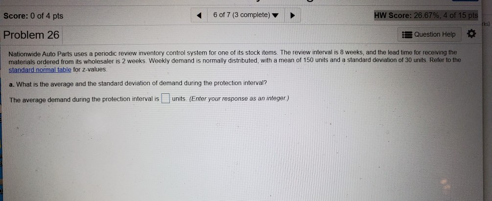 the standard deviation demand is _____ units b)