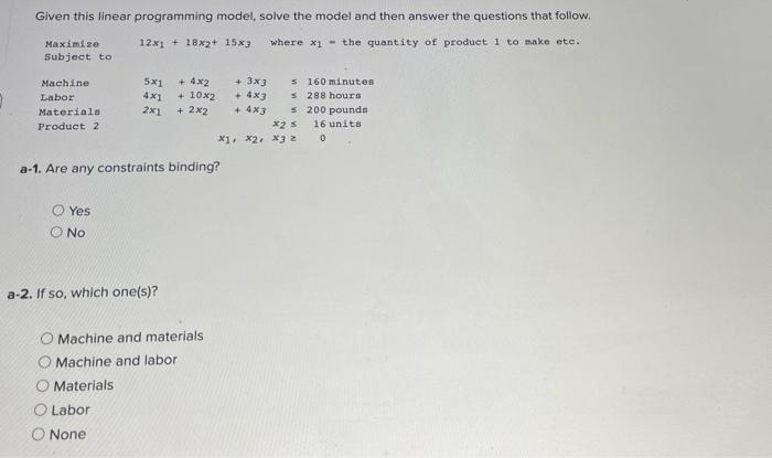 all one question Given this linear programming
