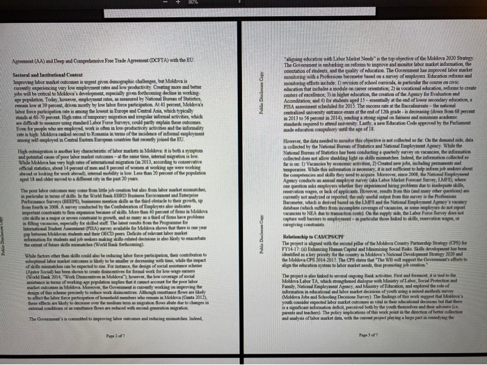 consider the World Bank Moldova Project and