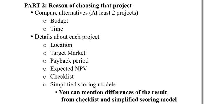 need help with the second part Project Choose a
