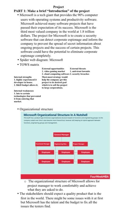 need help with the second part Project Choose a
