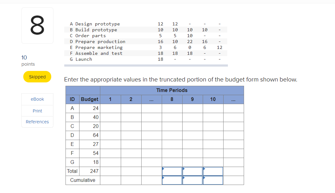 8 EX8-11 (Algo) Given the time-phased work