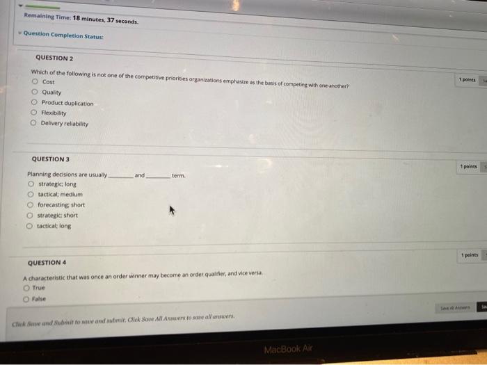 Remaining Time: 18 minutes, 37 seconds. Question