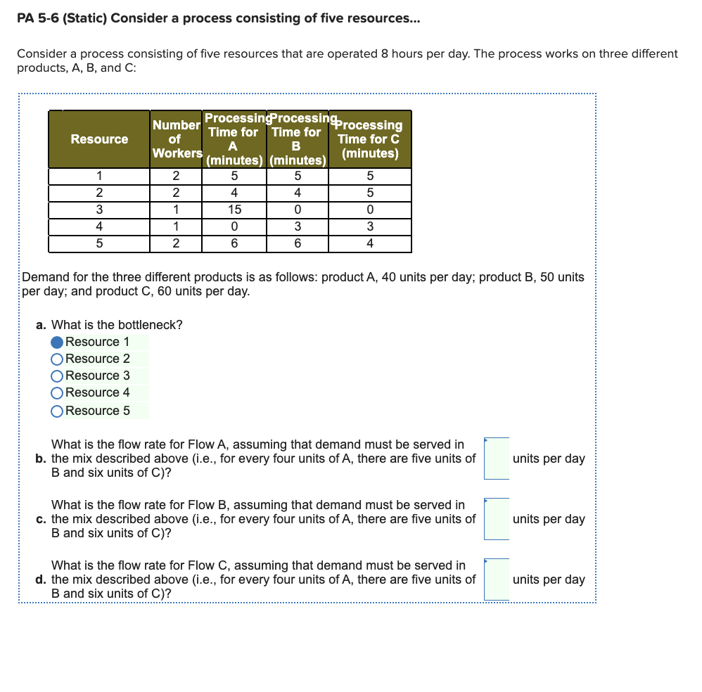 PA 5-6 (Static) Consider a process consisting of