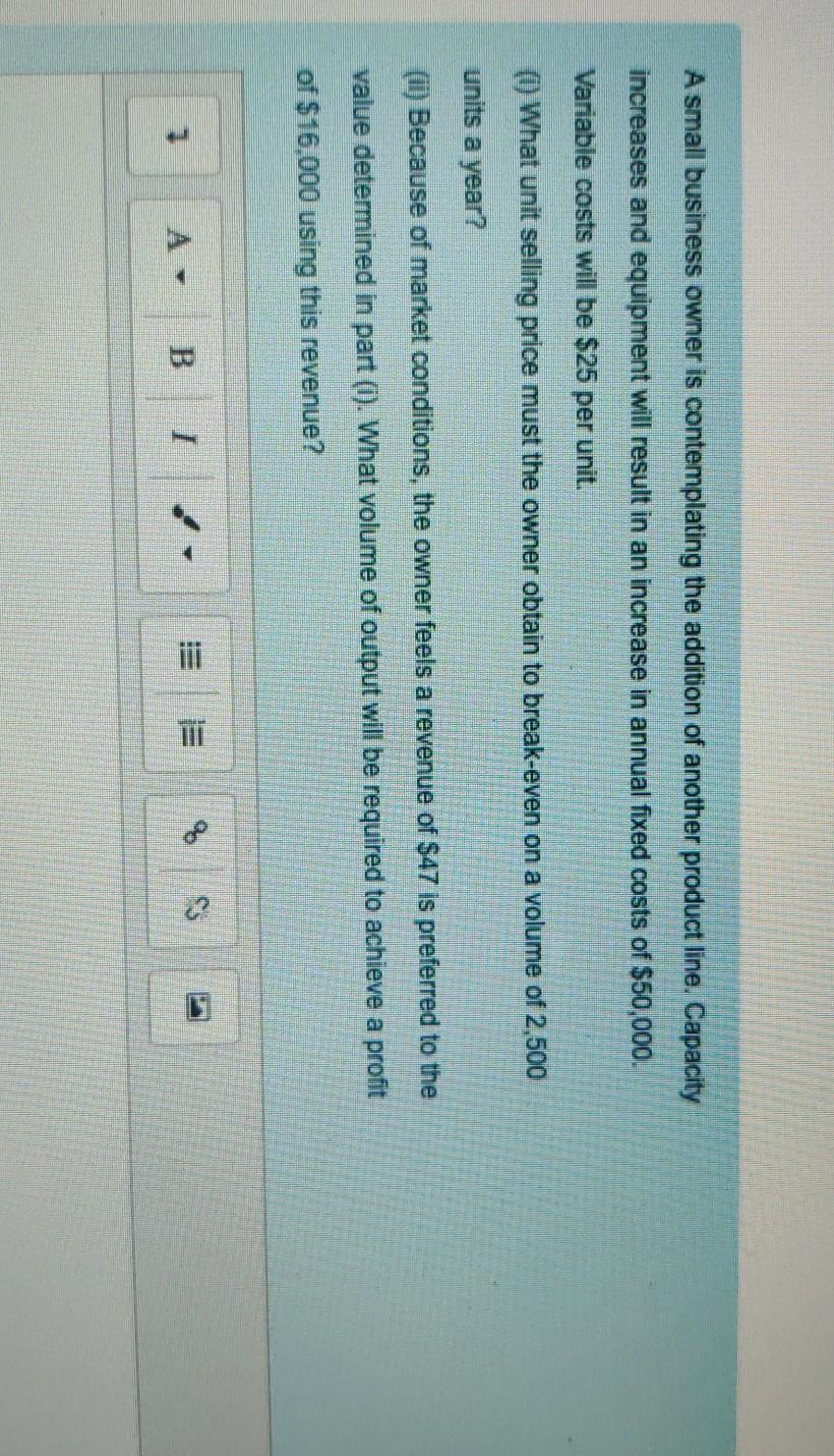 A small business owner is contemplating the