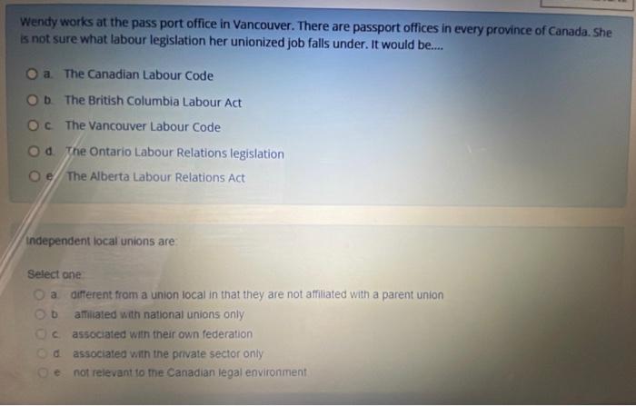 labour relation Wendy works at the passport