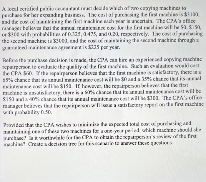 finish the decision tree with emv on paper! A